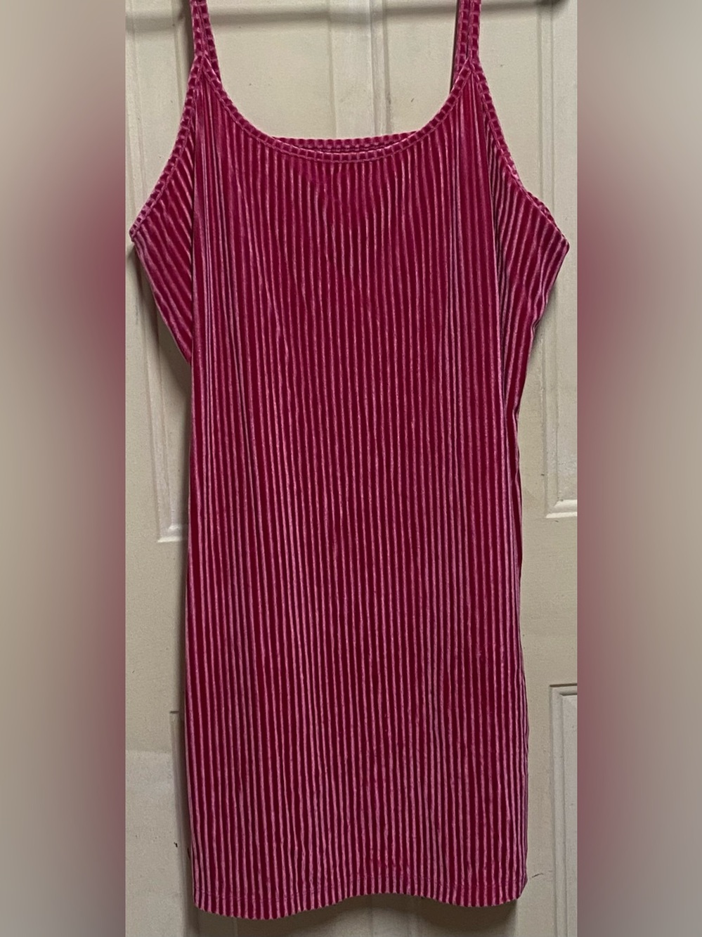 Colsie Pink Velvet Ribbed Slip Dress Women’s Large Lounge Nightgown Y2K